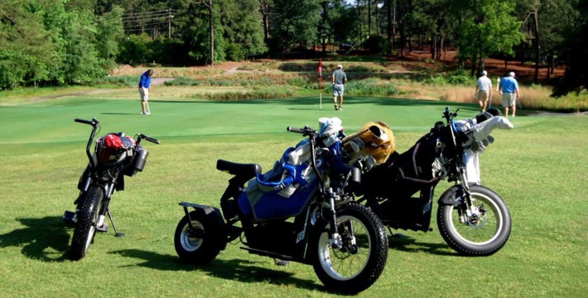 Finn Cycles, along with its competitor Phat Scooters, is enjoying a boon as courses seek to supplement their respective golfer transportation fleets amid calls for social distancing during the pandemic. Finn cycles, shown, are currently in use at Pine Needles in Southern Pines, N.C.